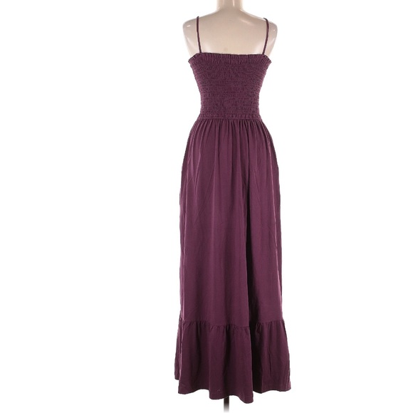PACT Organic Cotton Stretch Soirée Smocked Top Burgundy Lux Jersey Maxi Dress - Picture 4 of 9